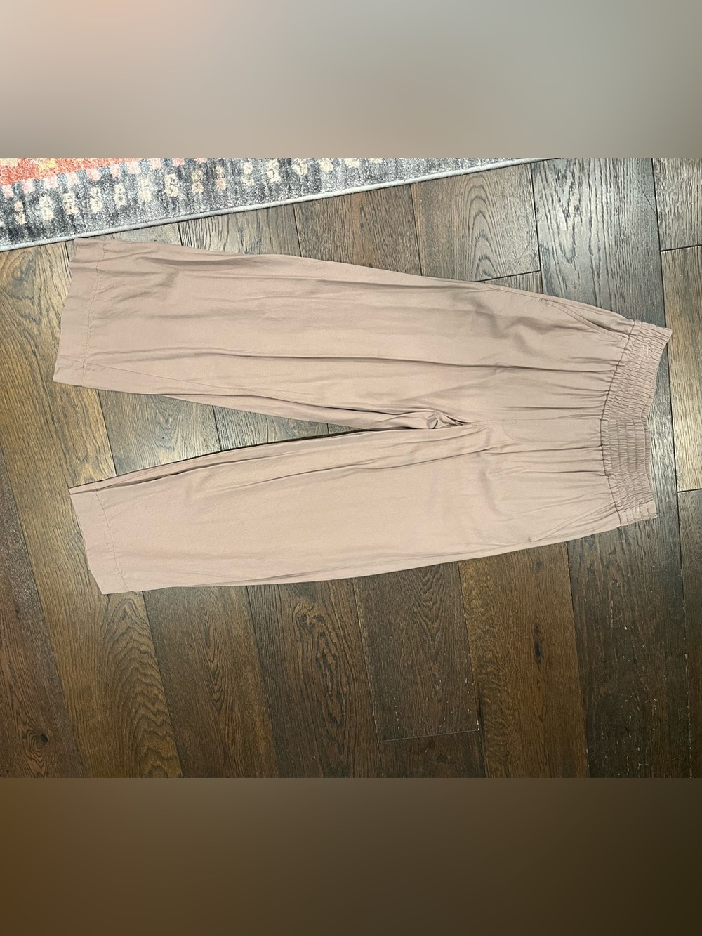 Women’s Elastic-Waist Wide Leg Pants in Light Taupe